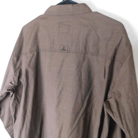 PrAna Shirt Adult XL Button Up Breathe Brown Long Sleeve Outdoor Lightweight - Picture 12 of 13